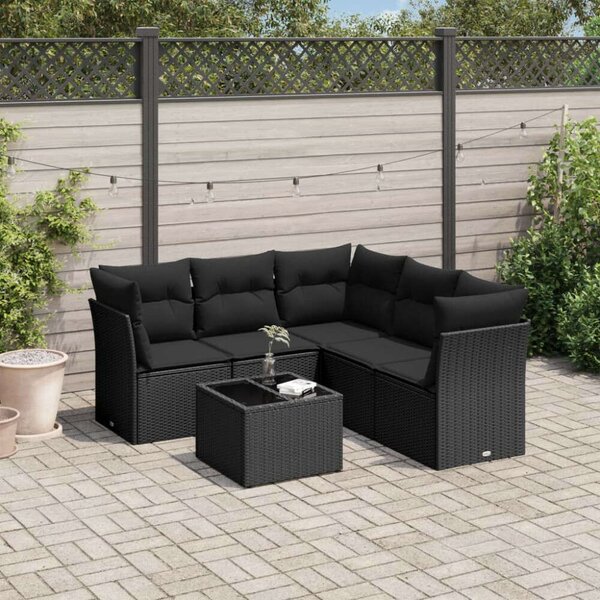 VidaXL Polyrattan Kerti Ülőgarnitúra - 6 részes - Fekete