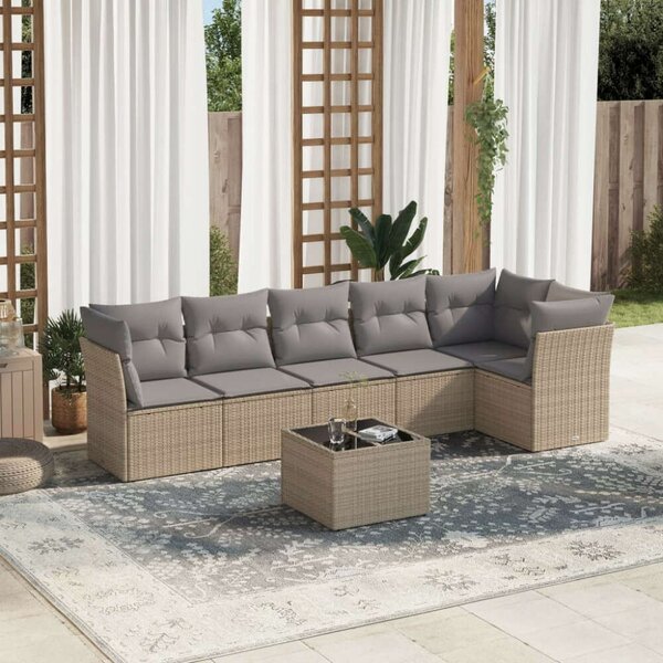 VidaXL Polyrattan Kerti Ülőgarnitúra - 7 részes - Bézs
