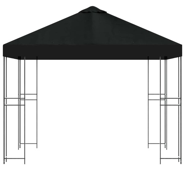 VidaXL Pavilon 3 x 3 m Fekete Poliészter és acél 190 gsm