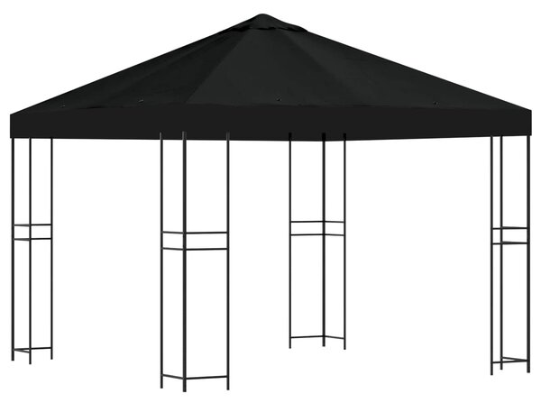 VidaXL Pavilon 3 x 3 m Fekete Poliészter és acél 190 gsm