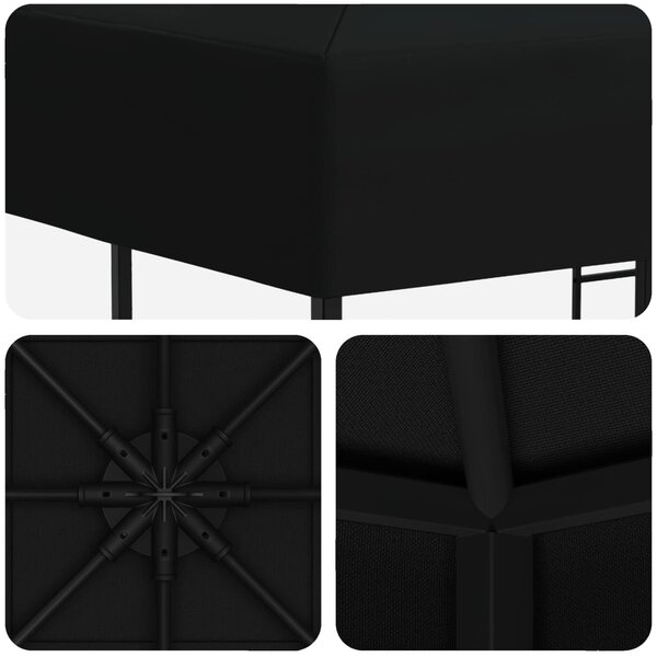 VidaXL Pavilon 3 x 3 m Fekete Poliészter és acél 190 gsm