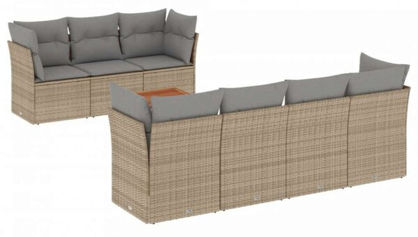 VidaXL Polyrattan Kerti Ülőgarnitúra - 8 részes, Bézs