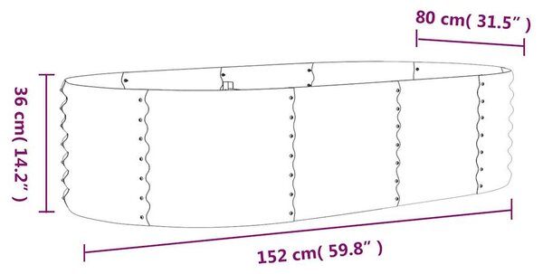 Antracitszürke horganyzott acél kerti magaságyás 152x80x36 cm