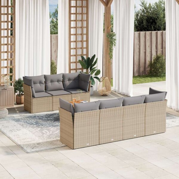 VidaXL Polyrattan Kerti Ülőgarnitúra - 8 részes, Bézs