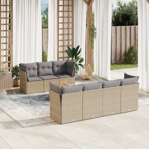 VidaXL Polyrattan Kerti Ülőgarnitúra - 8 részes, Bézs