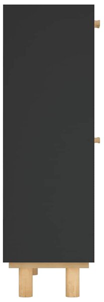 Fekete szerelt fa és természetes rattan cipőszekrény 52x25x80cm