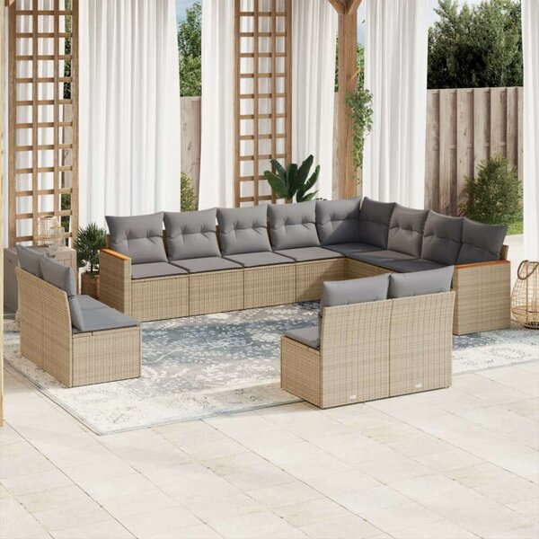 VidaXL Polyrattan Kerti Ülőgarnitúra - 12 részes - Bézs