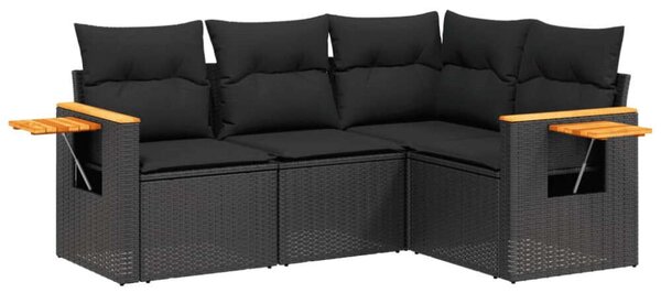 VidaXL Polyrattan Kerti Ülőgarnitúra - 4 részes - Fekete