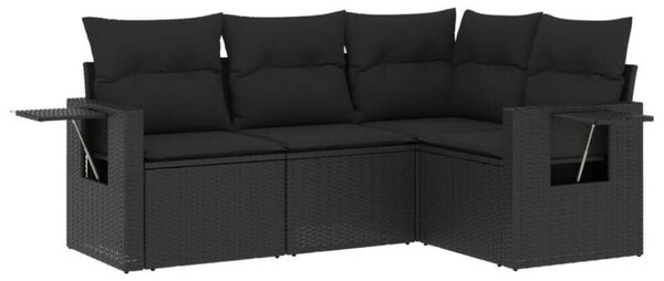 VidaXL Polyrattan Kerti Ülőgarnitúra - 4 részes - Fekete