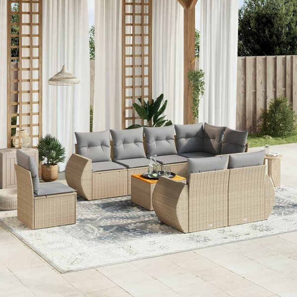 VidaXL Polyrattan Kerti Ülőgarnitúra - 9 részes - Bézs
