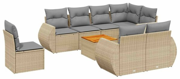 VidaXL Polyrattan Kerti Ülőgarnitúra - 9 részes - Bézs
