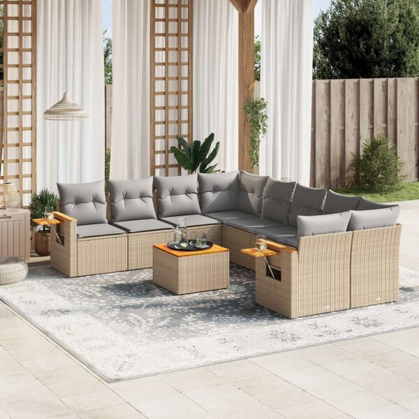 VidaXL Polyrattan Kerti Ülőgarnitúra - 9 részes - Bézs