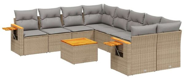 VidaXL Polyrattan Kerti Ülőgarnitúra - 9 részes - Bézs