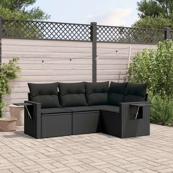 VidaXL Polyrattan Kerti Ülőgarnitúra - 4 részes - Fekete