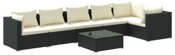 VidaXL Kerti Ülőgarnitúra - 7 részes - Fekete Polyrattan