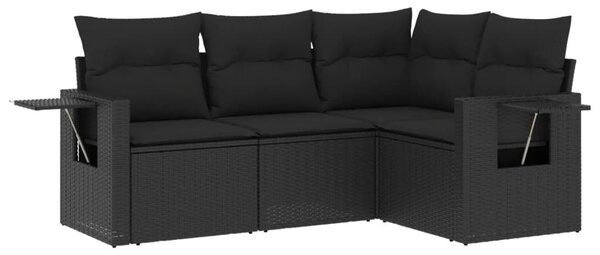 VidaXL Polyrattan Kerti Ülőgarnitúra - 4 részes - Fekete