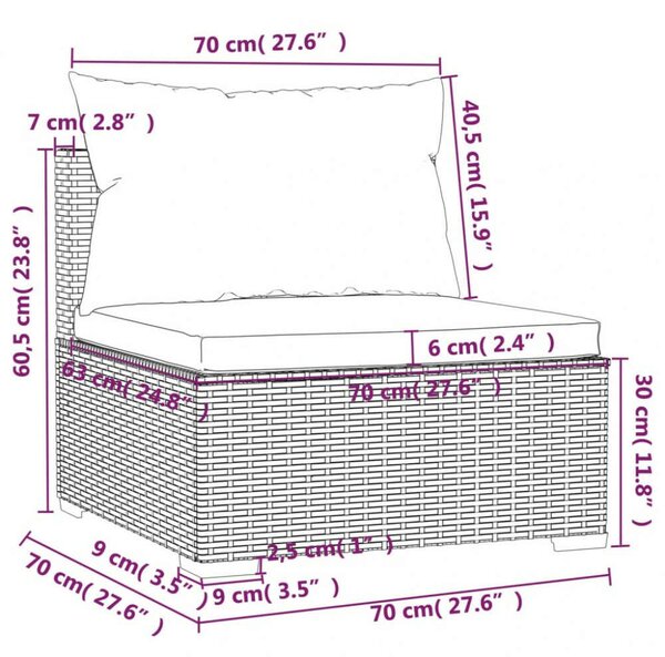 VidaXL Kerti Ülőgarnitúra - 7 részes - Fekete Polyrattan