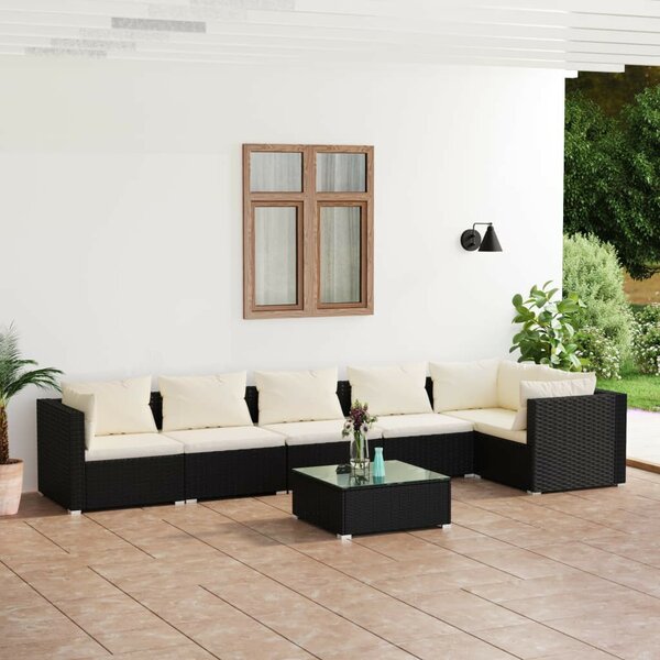 VidaXL Kerti Ülőgarnitúra - 7 részes - Fekete Polyrattan