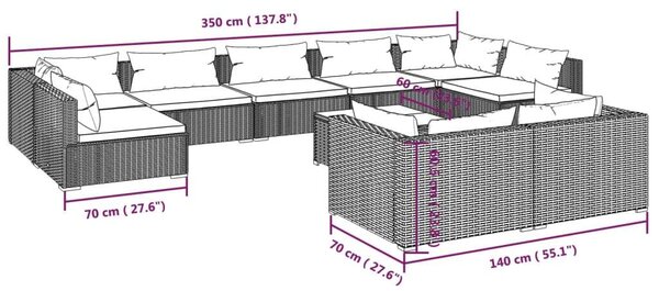 VidaXL Polyrattan Kerti Ülőgarnitúra - 10 részes