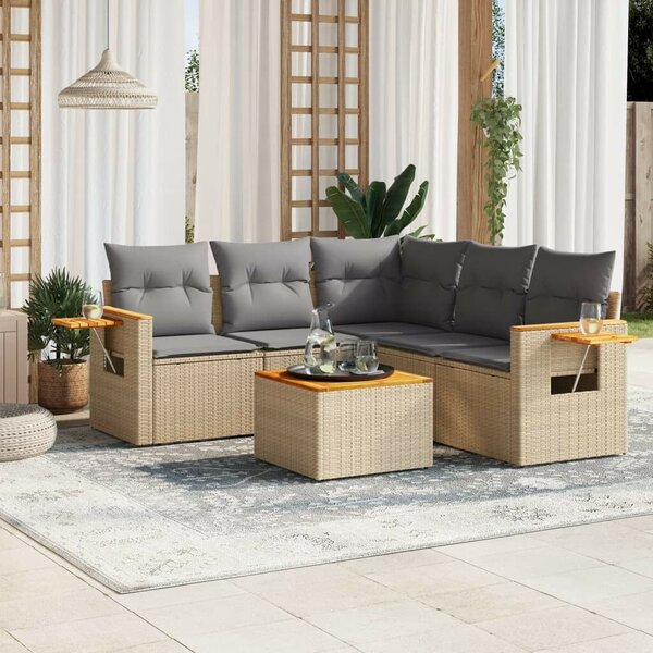 VidaXL Polyrattan Kerti Ülőgarnitúra - 6 részes - Bézs