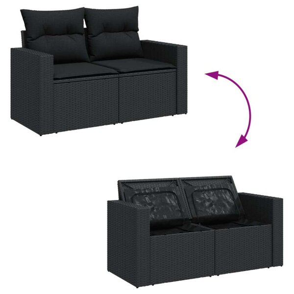 VidaXL Polyrattan Kerti Ülőgarnitúra - 10 részes - Fekete