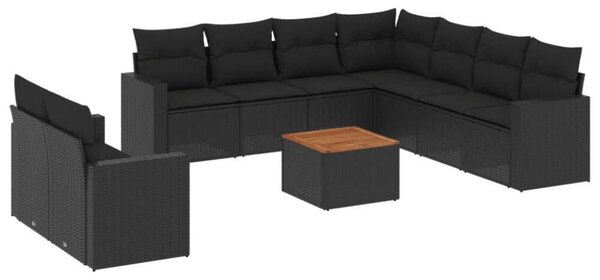 VidaXL Polyrattan Kerti Ülőgarnitúra - 10 részes - Fekete