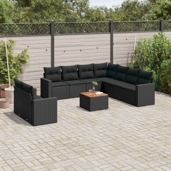 VidaXL Polyrattan Kerti Ülőgarnitúra - 10 részes - Fekete