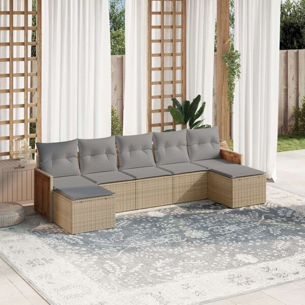 VidaXL Polyrattan Kerti Ülőgarnitúra - 7 részes - Bézs