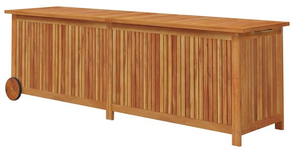 Tömör akácfa kerti tárolóláda kerekekkel 150 x 50 x 58 cm