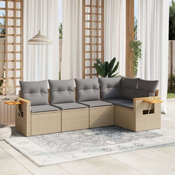 VidaXL 5 Részes Polyrattan Kerti Ülőgarnitúra - Bézs