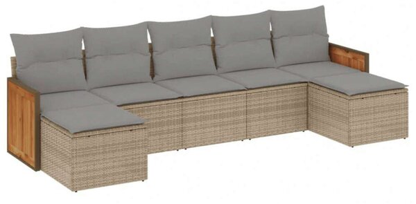 VidaXL Polyrattan Kerti Ülőgarnitúra - 7 részes - Bézs
