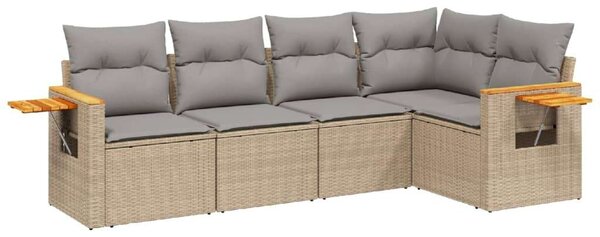 VidaXL 5 Részes Polyrattan Kerti Ülőgarnitúra - Bézs