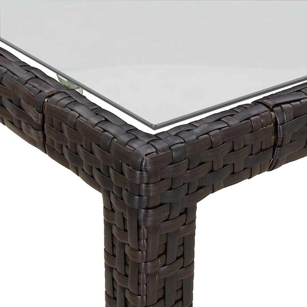 Barna polyrattan és edzett üveg kerti asztal 190 x 90 x 75 cm