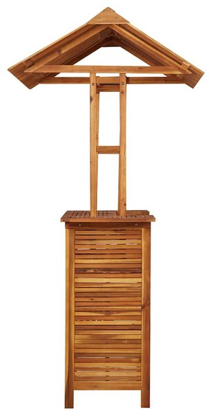 Tömör akácfa kültéri bárasztal tetővel 113x106x217 cm