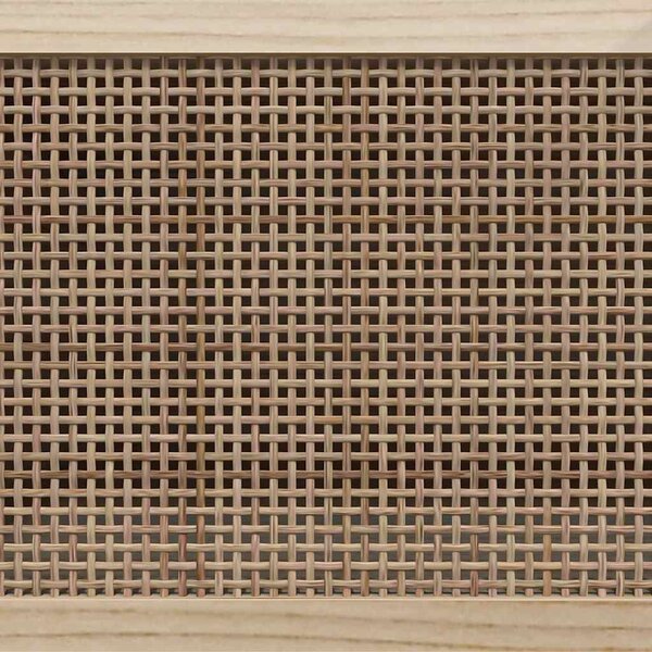 Barna tömör fenyő és természetes rattan TV-szekrény 80x30x40 cm