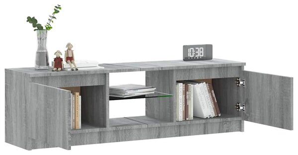 Szürke sonoma színű TV-szekrény LED lámpákkal 120 x 30 x 36cm