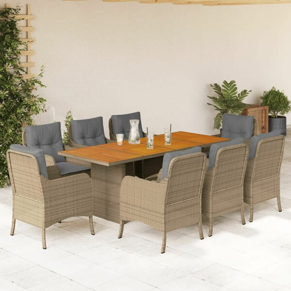 VidaXL Kerti Étkezőgarnitúra - Polyrattan - 9 részes