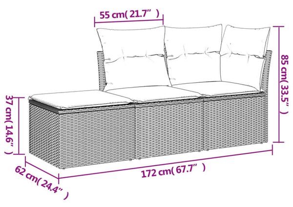 VidaXL Polyrattan Kerti Ülőgarnitúra - 3 részes - Bézs