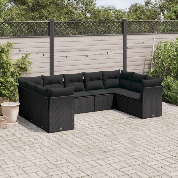VidaXL Polyrattan Kerti Ülőgarnitúra - Fekete - 9 részes