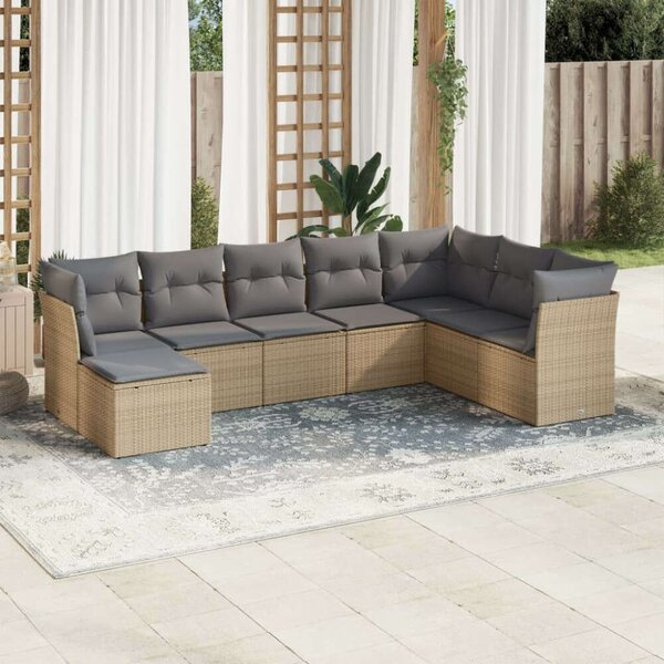 VidaXL Polyrattan Kerti Ülőgarnitúra - 8 részes - Bézs