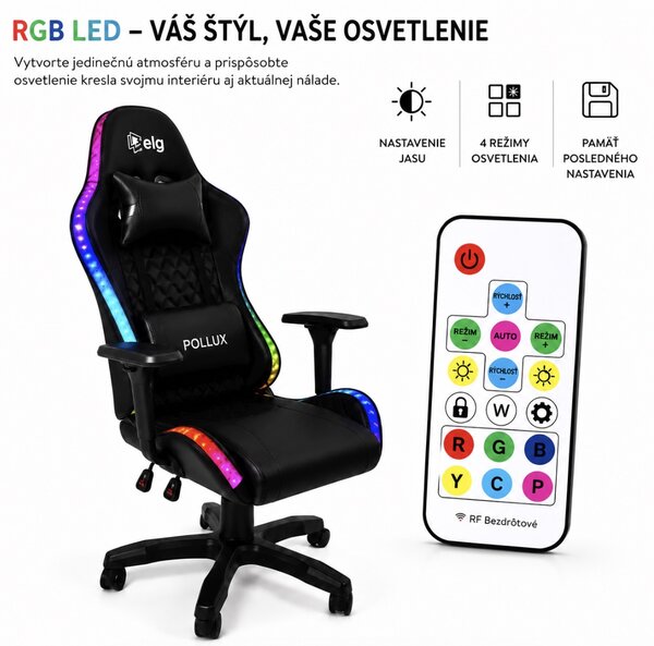 JAKS KO54 LED gamer szék RGB világítással