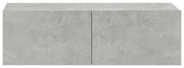 2 db betonszürke szerelt fa fali TV-szekrény 100 x 30 x 30 cm