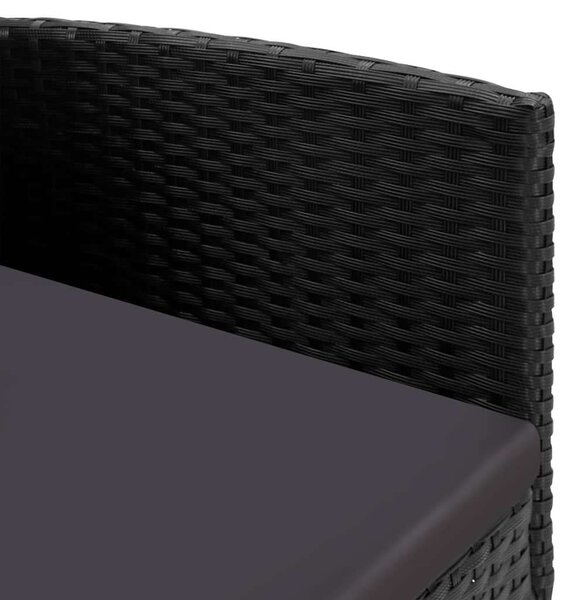 5 részes fekete polyrattan és acél kerti étkezőgarnitúra