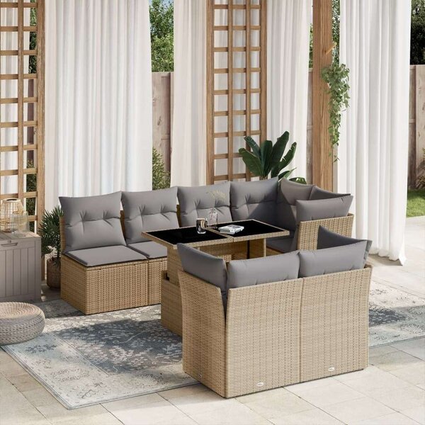 VidaXL Polyrattan Kerti Ülőgarnitúra - 8 részes szett
