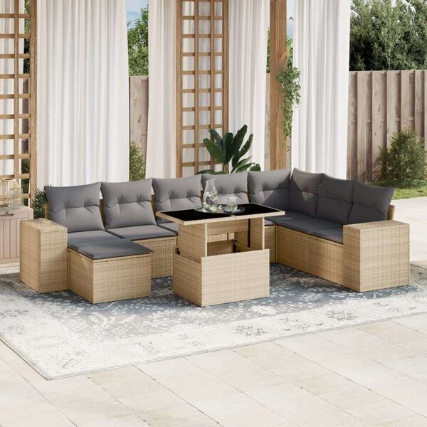 VidaXL Polyrattan Kerti Ülőgarnitúra - 9 részes - Bézs