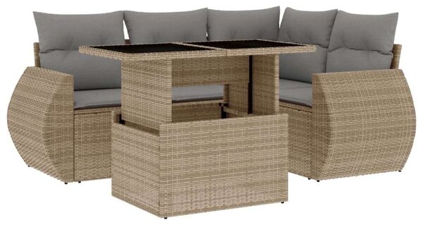 VidaXL 5 részes Polyrattan Kerti Ülőgarnitúra - Bézs