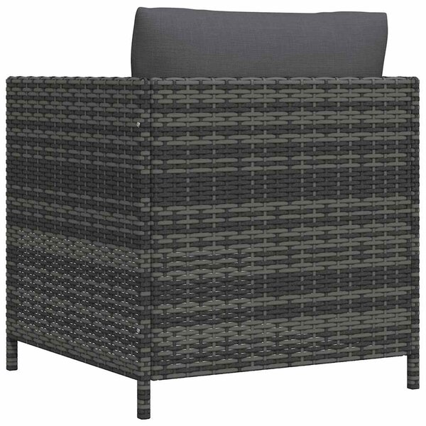 Szürke polyrattan kerti kanapé párnákkal