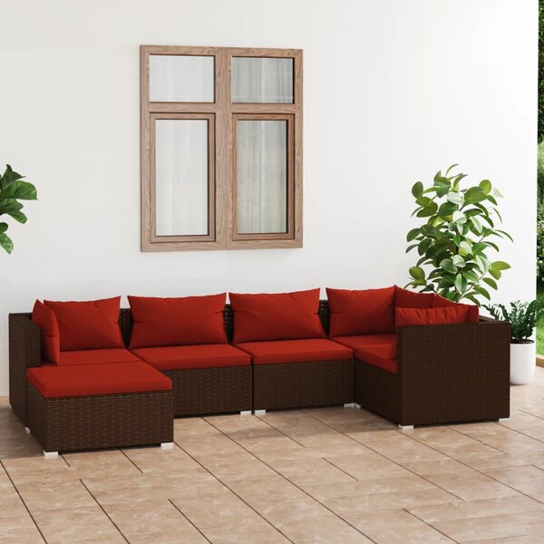 Polyrattan Kerti Ülőgarnitúra - 6 részes - Barna