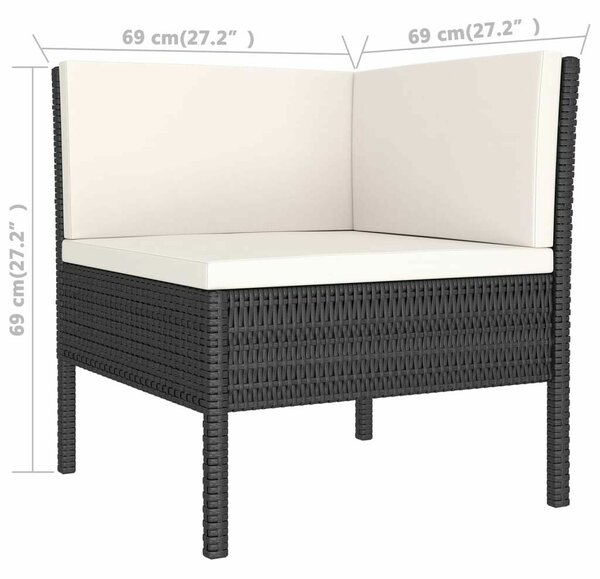 Polyrattan Kerti Ülőgarnitúra - 5 részes - Fekete