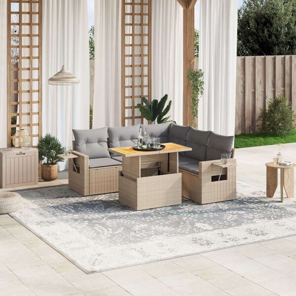 VidaXL Polyrattan Kerti Ülőgarnitúra - 6 részes - Bézs